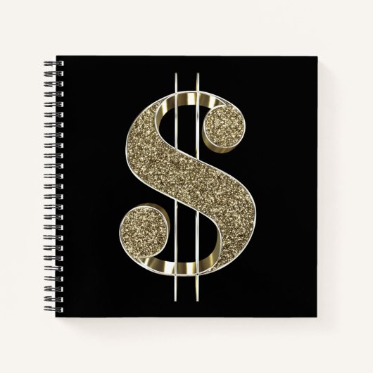 Gold-Glitzer-Dollarkurs Notizblock (Vorderseite)