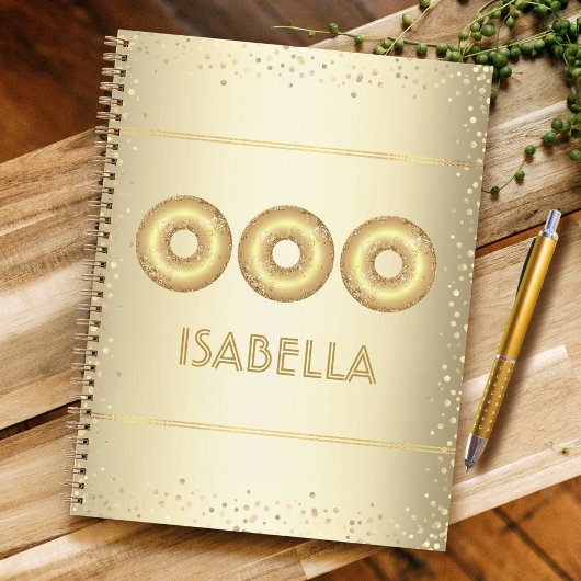 Gold Glitzer Donuts fett moderne Girl-Spaß-Name Notizblock