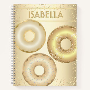 Gold Glitzer Donuts moderne Glam mädchen Name Notizblock