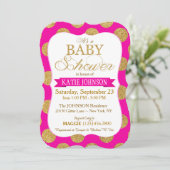 Gold Glitzer Dots Baby Shower Einladungskarte Einladung (Stehend Vorderseite)