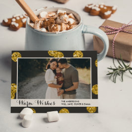 Gold Glitzer Dots Foto Weihnachtskarte Feiertagspostkarte