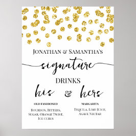Gold Glitzer Dots Signature Drinks Hochzeit Poster