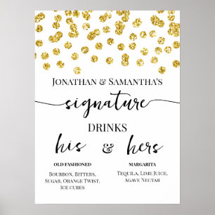 Gold Glitzer Dots Signature Drinks Hochzeit Poster