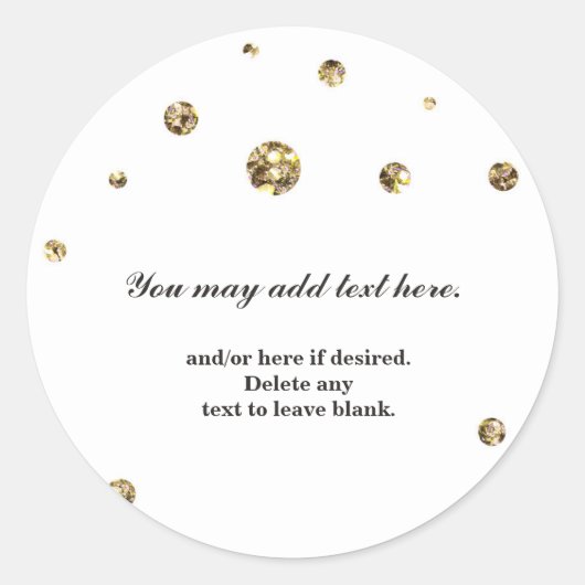 Gold Glitzer Dots White Wedding Bridal Sticker (Vorderseite)