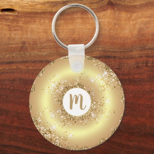 Gold Glitzer Doughnut Monogramm Drehbuch mädchenha Schlüsselanhänger
