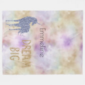 Gold Glitzer Dream Big Unicorn Personalisierter Na Fleecedecke (Vorderseite (Horizontal))