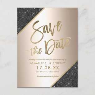 Gold-Glitzer-Drehbuch schwarz-metallisch Save the  Ankündigungspostkarte