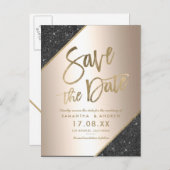 Gold-Glitzer-Drehbuch schwarz-metallisch Save the  Ankündigungspostkarte (Vorne/Hinten)