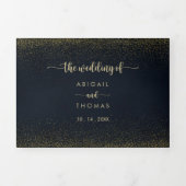 Gold Glitzer Dreifachbuchstabe Falten der Hochzeit Dreifach Gefaltete Einladung (Cover)