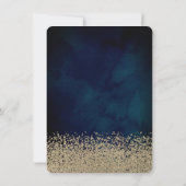 Gold Glitzer Dress, Diamonds Navy Blue Sweet 15 Einladung (Rückseite)