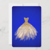 Gold Glitzer Dress Royal Blue Brautparty Einladung (Rückseite)
