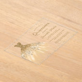 Gold Glitzer Dress Script Quinceañera Party Acryleinladungen (Ablage )