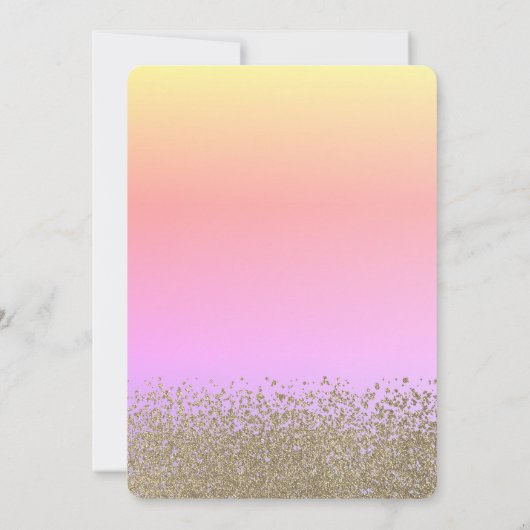 Gold Glitzer Dress, Tiara, Diamonds Ombre Sweet 16 Einladung (Rückseite)