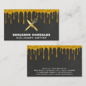 Gold-Glitzer-Drilling | Golden Whisky Knife Visitenkarte (Vorne/Hinten)