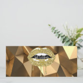 Gold Glitzer Drilling Lips Makeup Geschenkgutschei Einladung (Stehend Vorderseite)