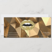 Gold Glitzer Drilling Lips Makeup Geschenkgutschei Einladung (Rückseite)