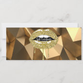 Gold Glitzer Drilling Lips Makeup Geschenkgutschei Einladung (Vorderseite)