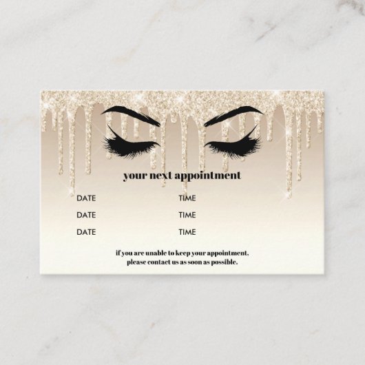 Gold Glitzer Drippings Browbar Eyelash Luxury Visitenkarte (Vorderseite)