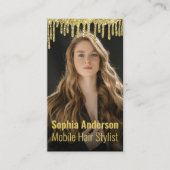 Gold Glitzer Driving Modern Hair Stylist QR Code Visitenkarte (Vorderseite)