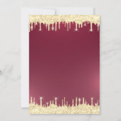 Gold Glitzer Drops Eiffelturm Red Quinceanera Einladung (Rückseite)