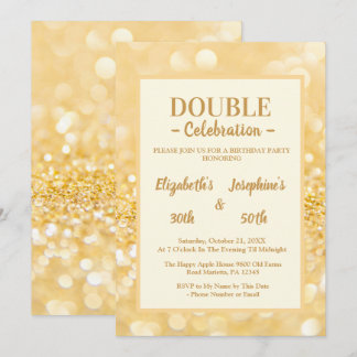 Gold Glitzer Duale Geburtstag Soiree Einladung