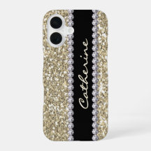 Gold Glitzer Edelsteine mit Name und Mongram