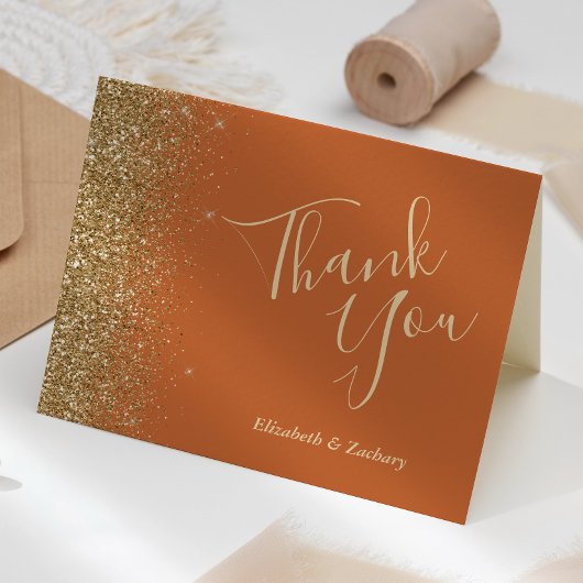 Gold Glitzer Edge Black Wedding Dankeschön Card Karte