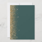 Gold Glitzer Edge Dark Green Save the Date Ankündigung (Rückseite)