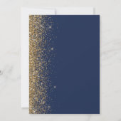 Gold Glitzer Edge Navy Blue Save the Date Ankündigung (Rückseite)