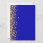 Gold Glitzer Edge Royal Blue Save the Date Ankündigung (Rückseite)