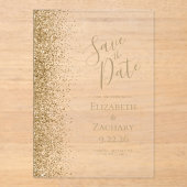 Gold Glitzer Edge Wedding Save the Date Acryleinladungen (Vorderseite)