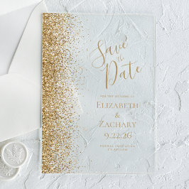 Gold Glitzer Edge Wedding Save the Date Acryleinladungen