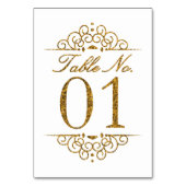 Gold Glitzer Effect Wedding Tischnummer Card (01) (Vorderseite)