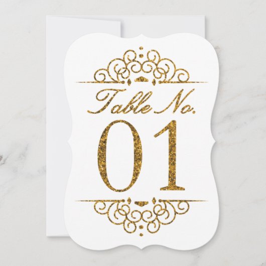 Gold Glitzer Effect Wedding Tischnummer Card (01) (Vorderseite)