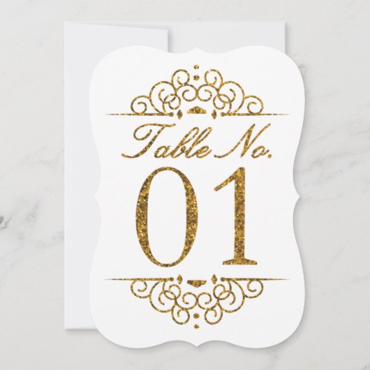 Gold Glitzer Effect Wedding Tischnummer Card (01) (Rückseite)