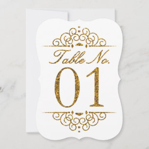 Gold Glitzer Effect Wedding Tischnummer Card (01)