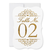 Gold Glitzer Effect Wedding Tischnummer Card (02)