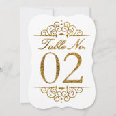 Gold Glitzer Effect Wedding Tischnummer Card (02) (Rückseite)