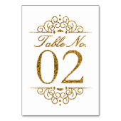 Gold Glitzer Effect Wedding Tischnummer Card (02) (Rückseite)