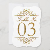 Gold Glitzer Effect Wedding Tischnummer Card (03) (Vorderseite)