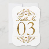 Gold Glitzer Effect Wedding Tischnummer Card (03) (Rückseite)