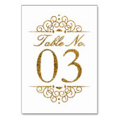 Gold Glitzer Effect Wedding Tischnummer Card (03) (Rückseite)