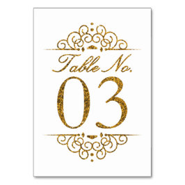 Gold Glitzer Effect Wedding Tischnummer Card (03)