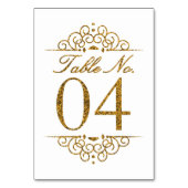 Gold Glitzer Effect Wedding Tischnummer Card (04) (Rückseite)