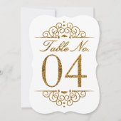 Gold Glitzer Effect Wedding Tischnummer Card (04) (Vorderseite)