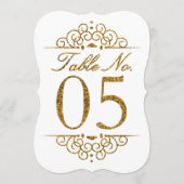 Gold Glitzer Effect Wedding Tischnummer Card (05) (Rückseite)
