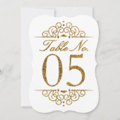 Gold Glitzer Effect Wedding Tischnummer Card (05) (Vorderseite)