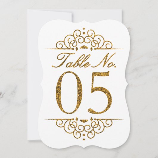 Gold Glitzer Effect Wedding Tischnummer Card (05) (Vorderseite)