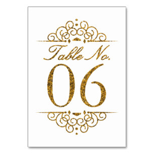 Gold Glitzer Effect Wedding Tischnummer Card (06)