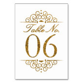Gold Glitzer Effect Wedding Tischnummer Card (06) (Rückseite)
